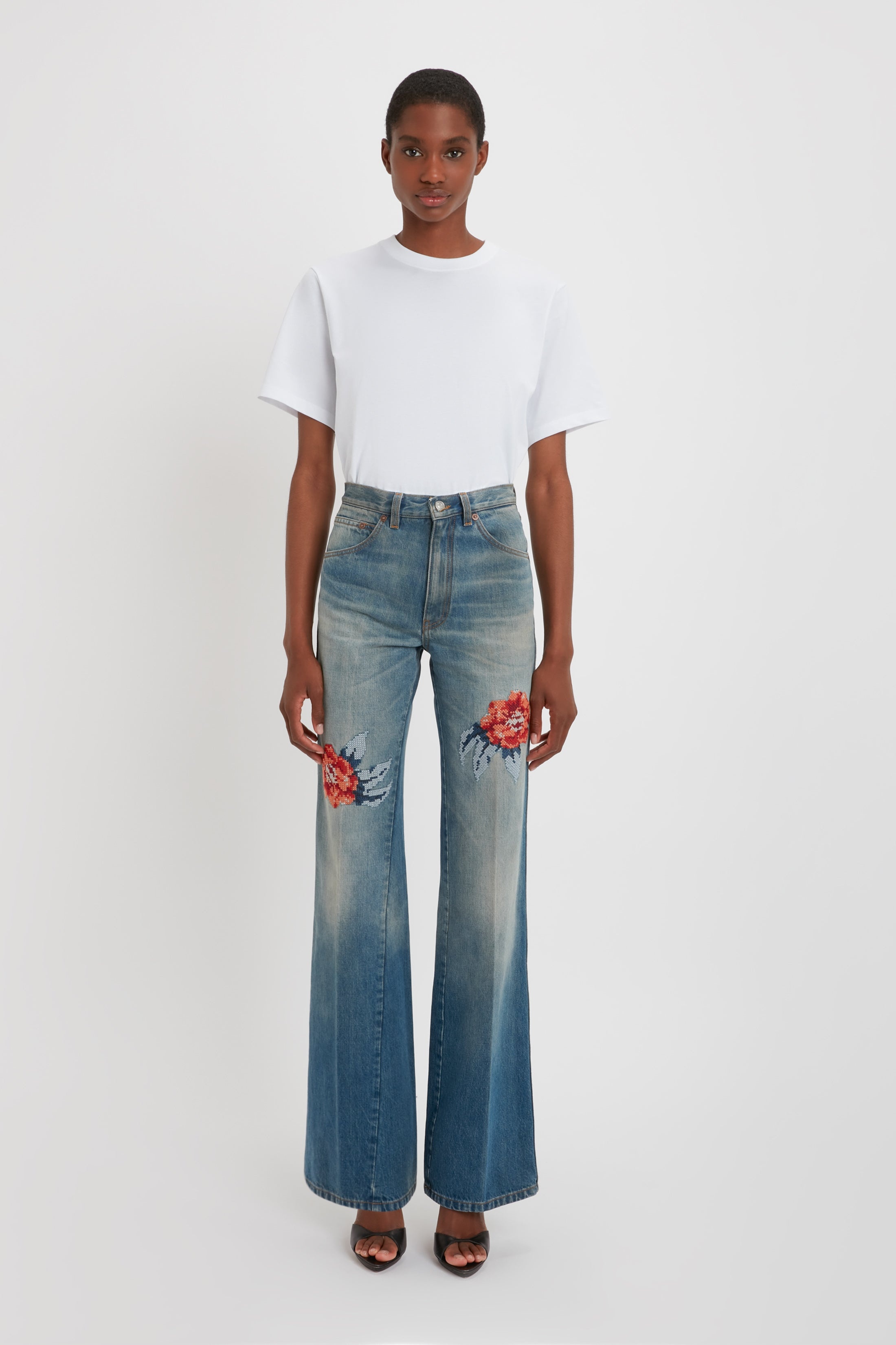 Mid-Rise Loose Flare Jean In Vintage Blue - 2