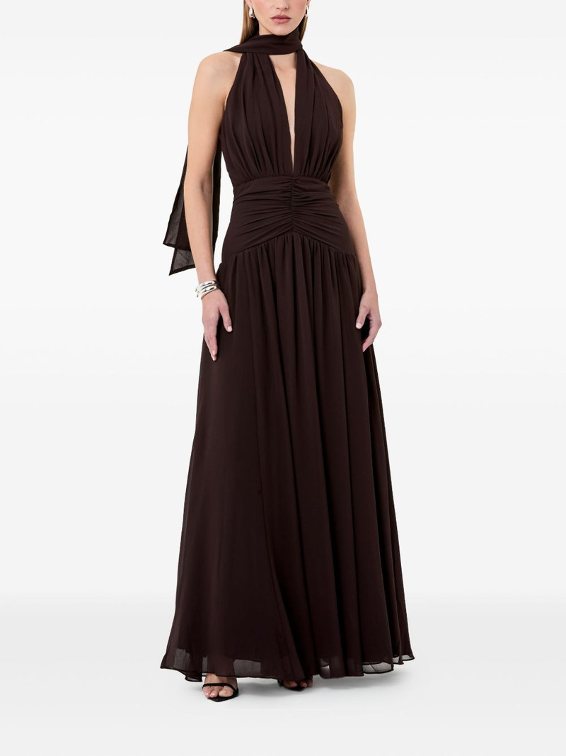 NICHOLAS Arella halter-neck gathered maxi dress outlook