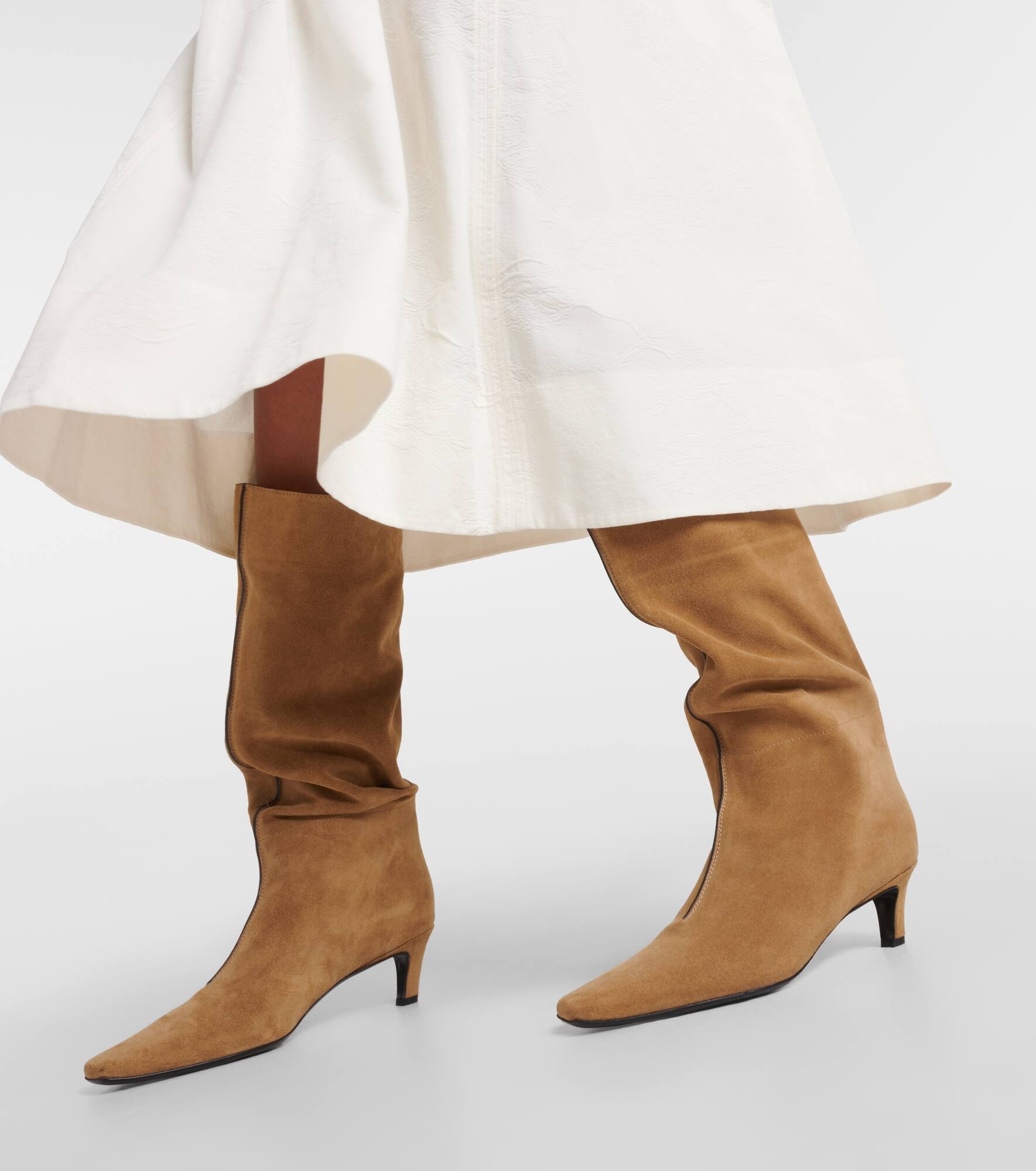 Wide Shaft suede knee-high boots - 4