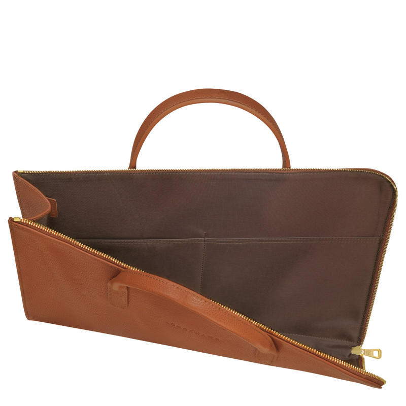 Le Foulonné S Briefcase Caramel - Leather 5