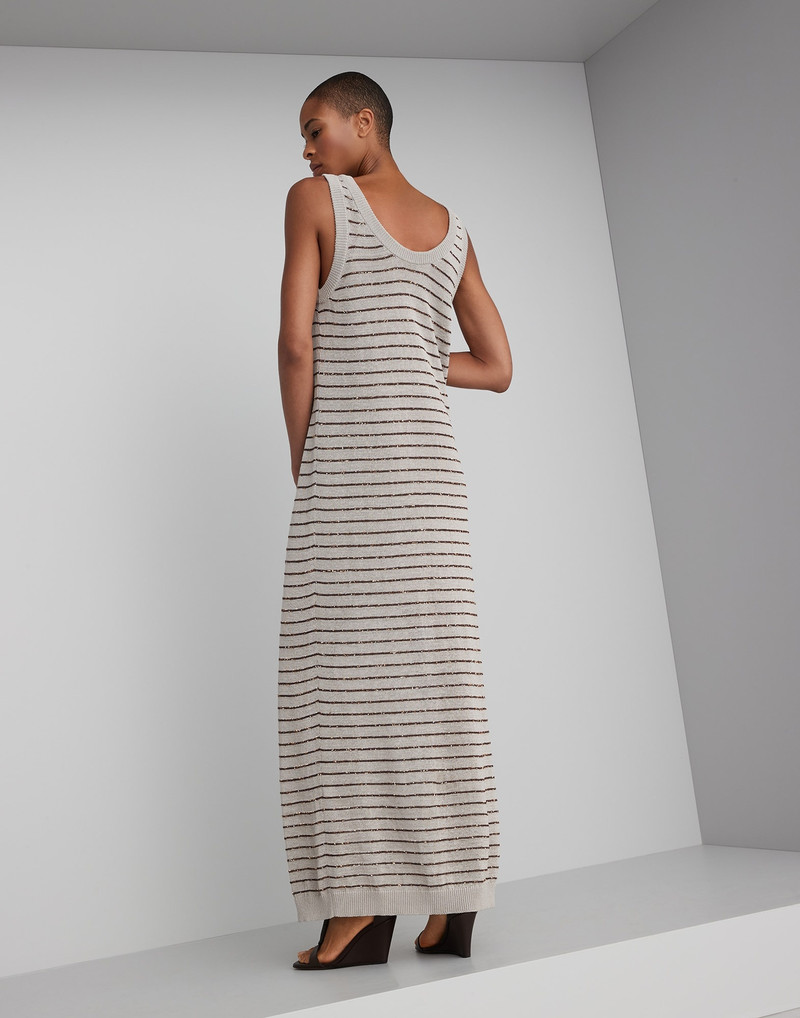 Brunello Cucinelli Cotton dazzling stripes knit dress outlook