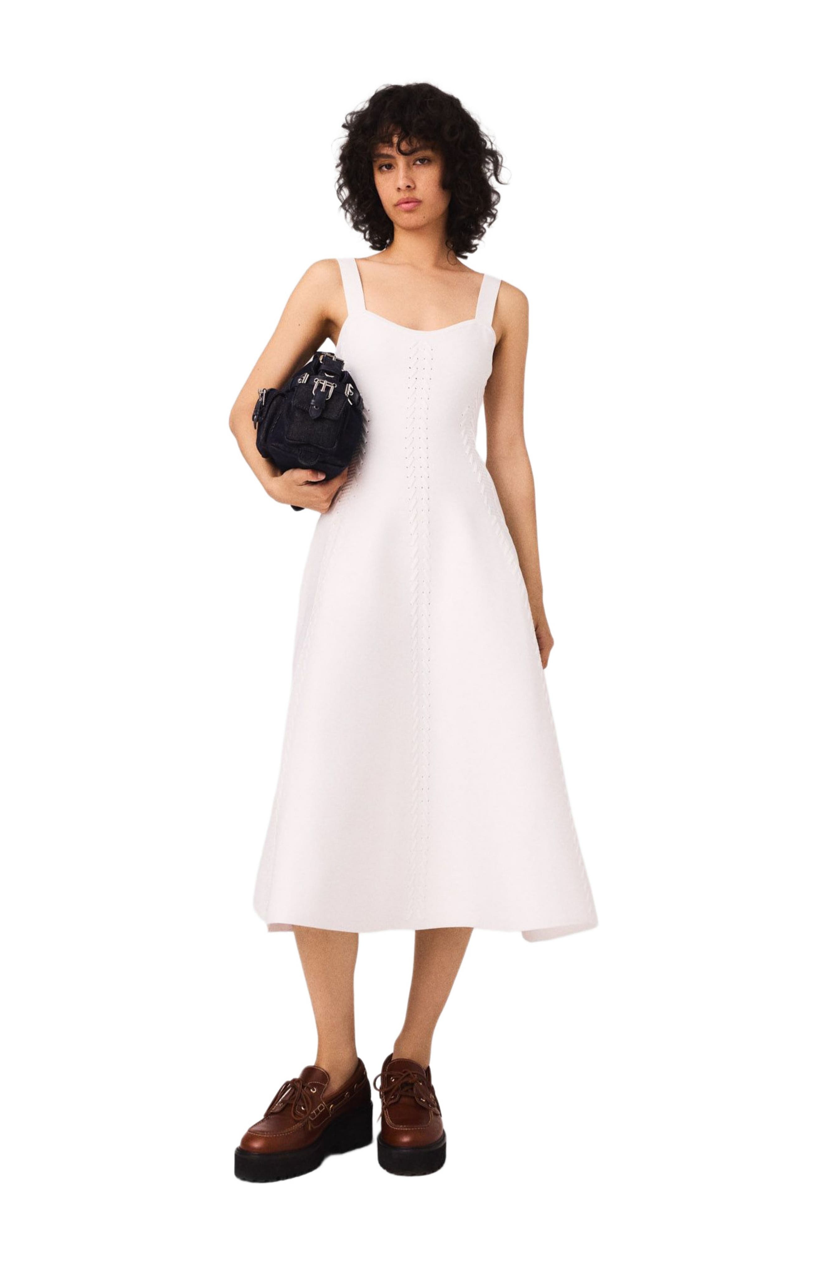 maje Knit babydoll dress in White at Nordstrom - 1