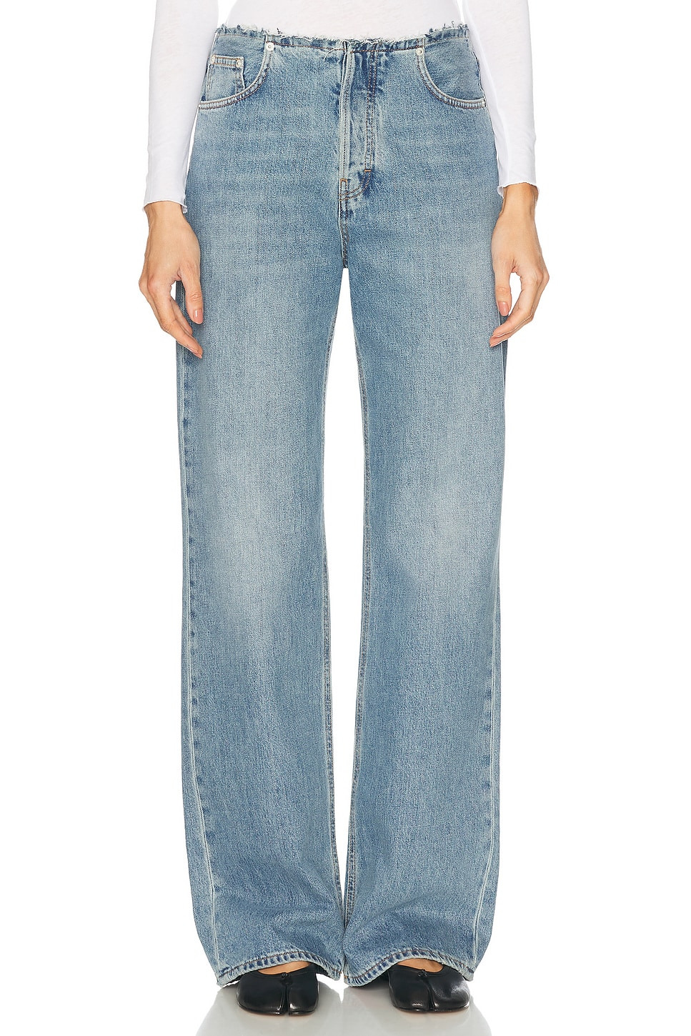 Korea Waistband Straight Leg Jeans - 1