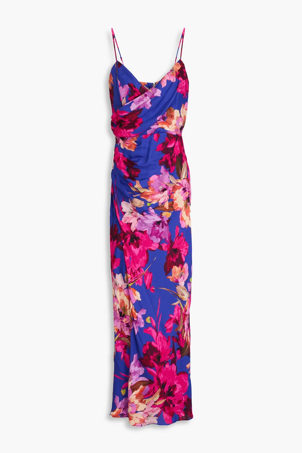 Wrap-effect floral-print twill maxi dress - 1