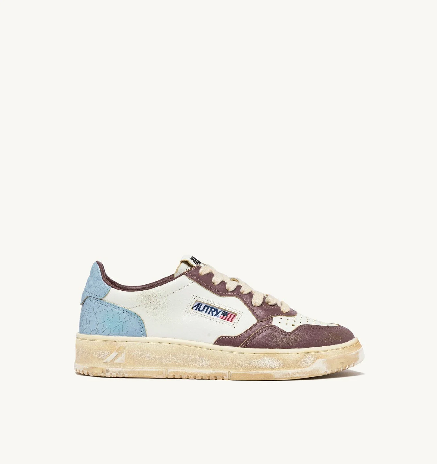 MEDALIST LOW SUPER VINTAGE SNEAKERS IN WHITE CELESTIAL BLUE AND TAUPE - 1