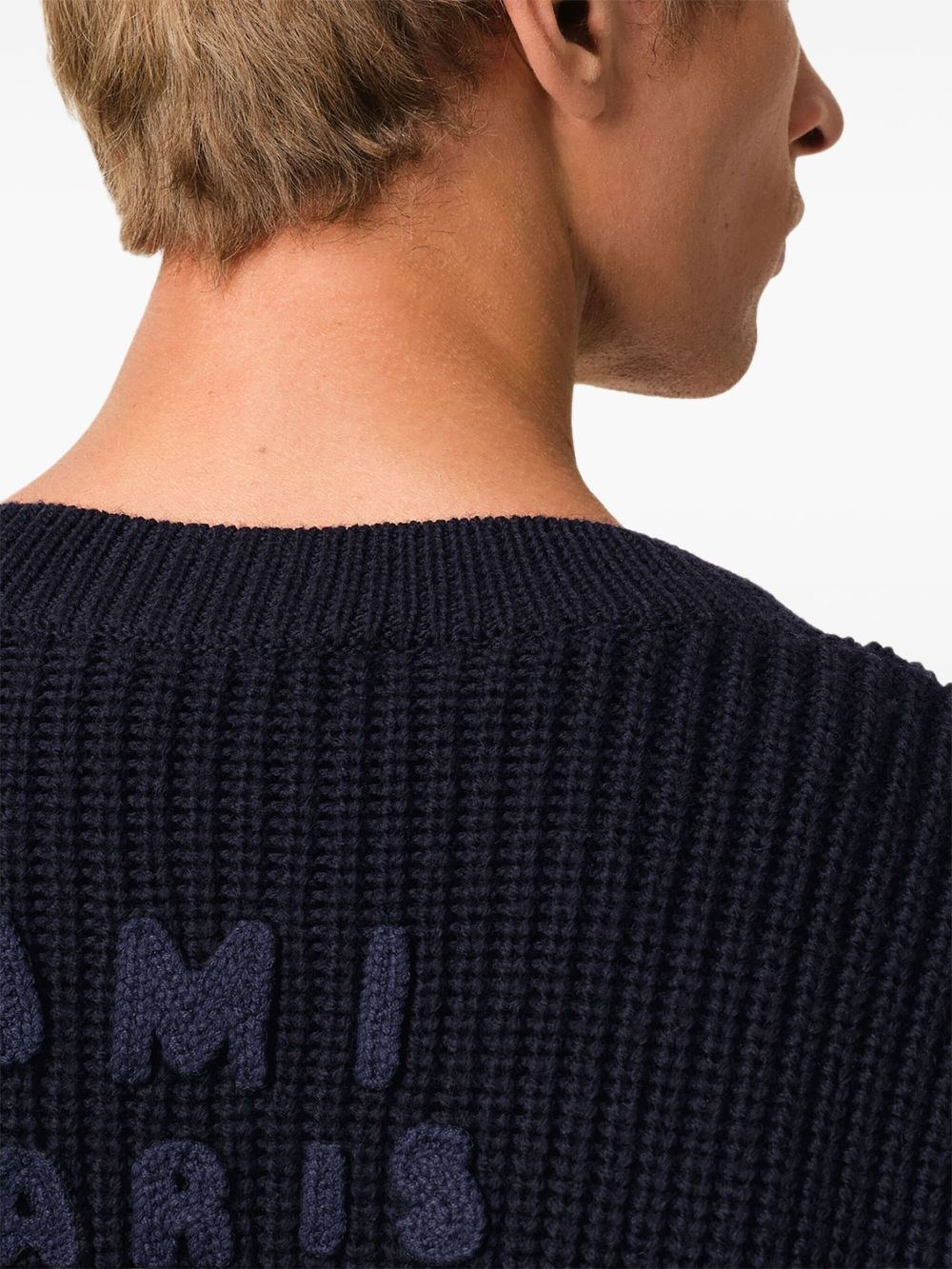 ribbed-knit V-neck jumper - 6