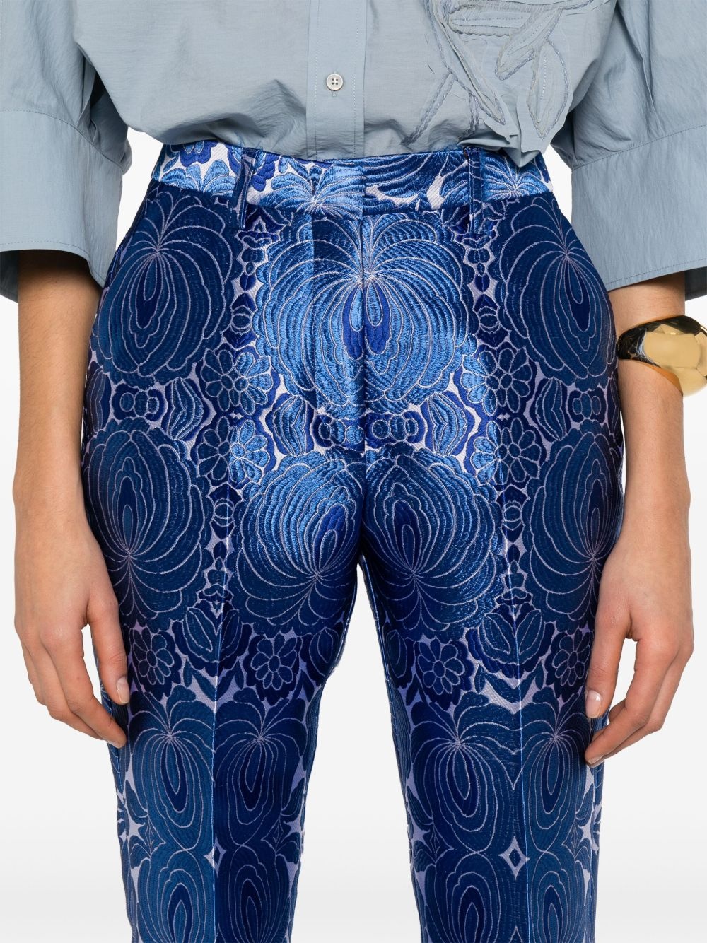 jacquard-lace trousers - 5