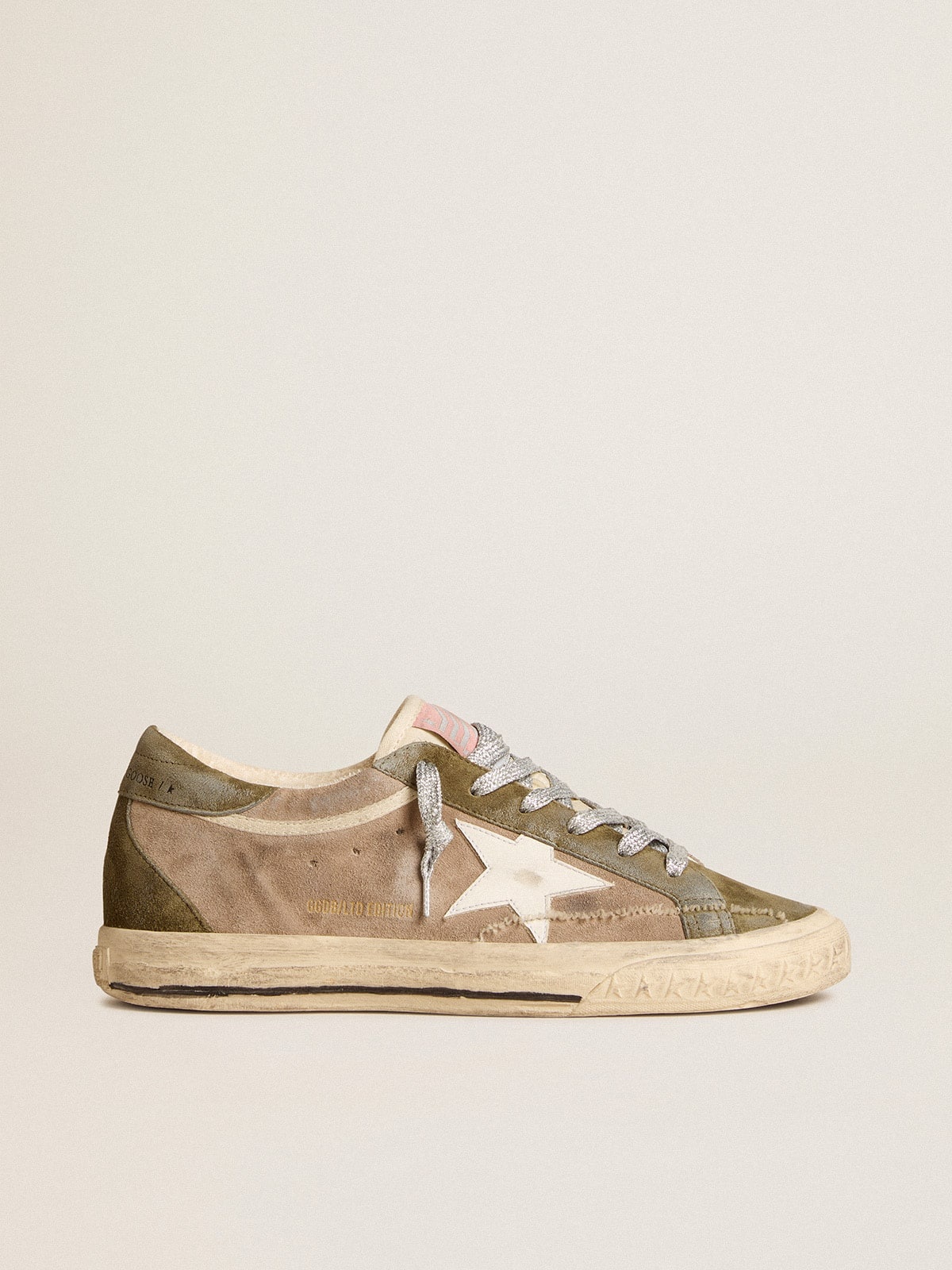 Super-Star LTD in dove-gray suede with leather star and suede heel tab - 1