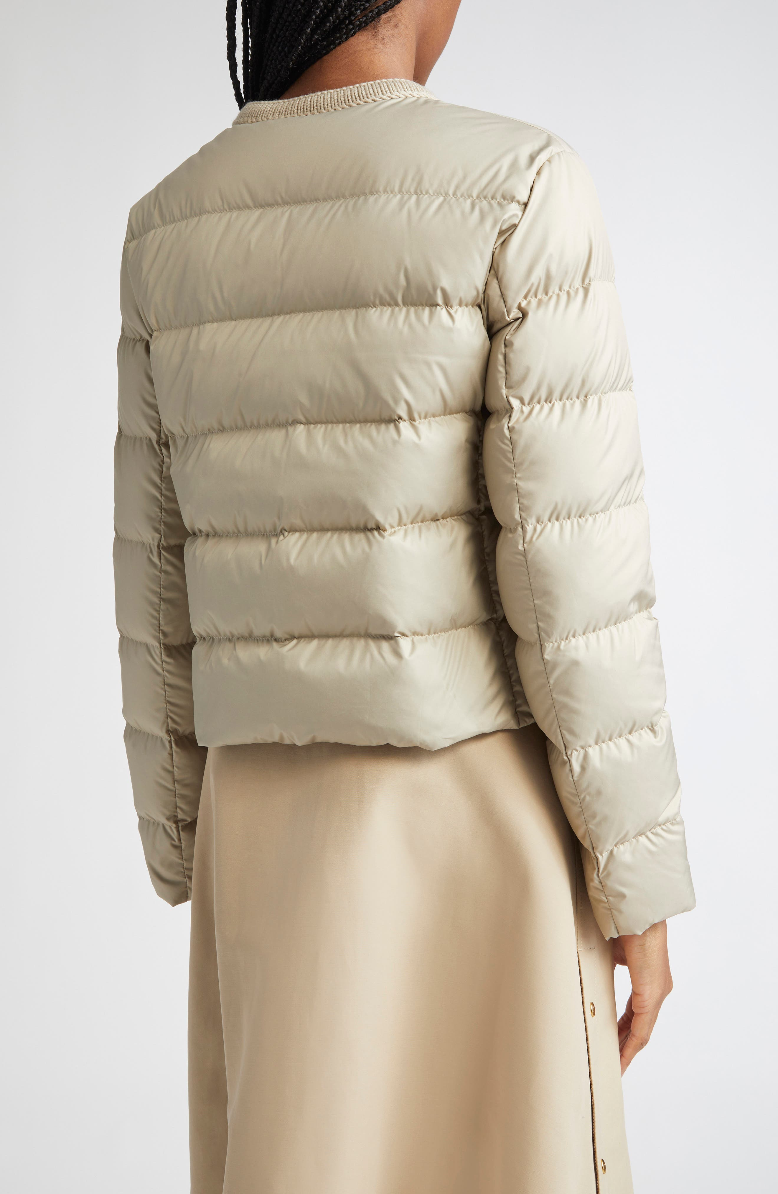 Moncler Mauvezin Mixed Media Down Puffer Jacket in Pebble at Nordstrom - 3