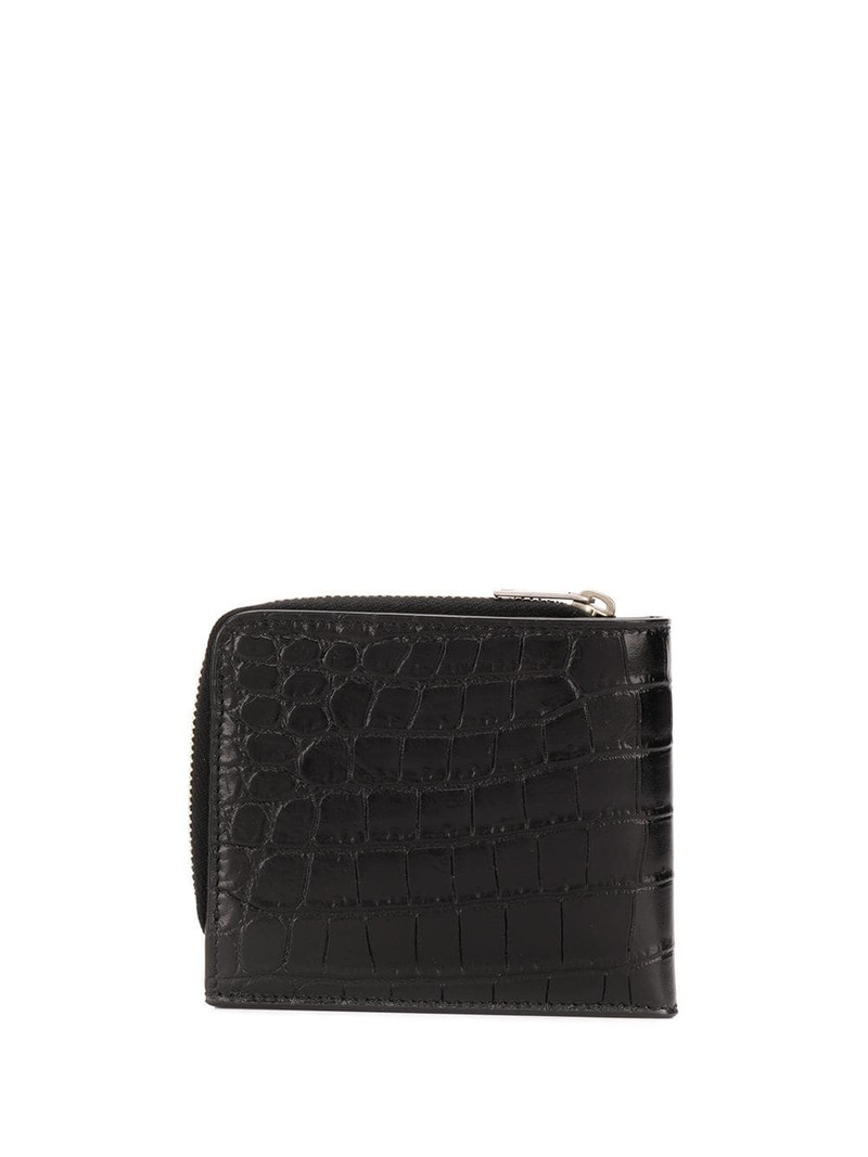 SAINT LAURENT matte crocodile embossed zip-around wallet outlook
