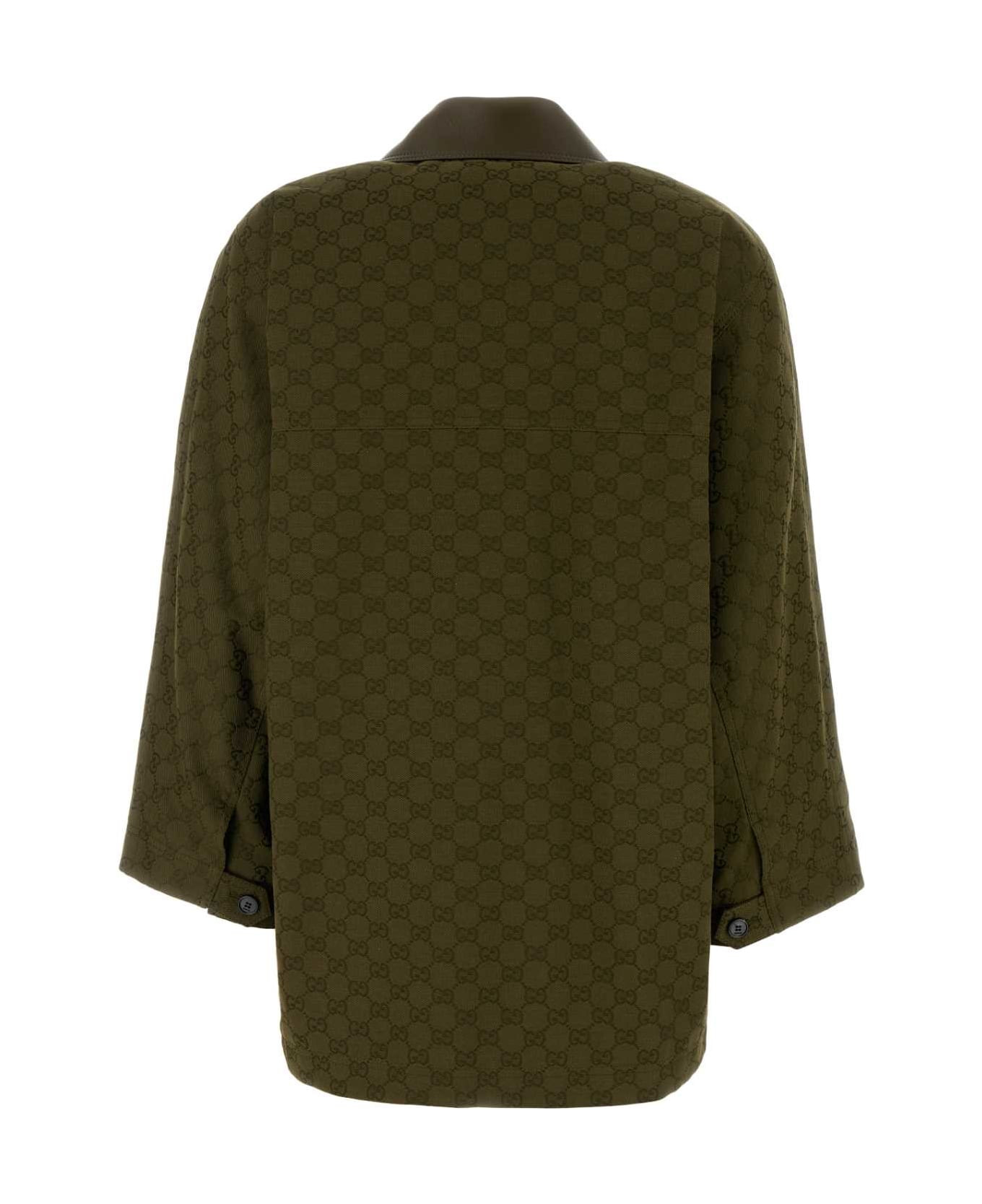 Olive Green Gg Fabric Jacket - 2