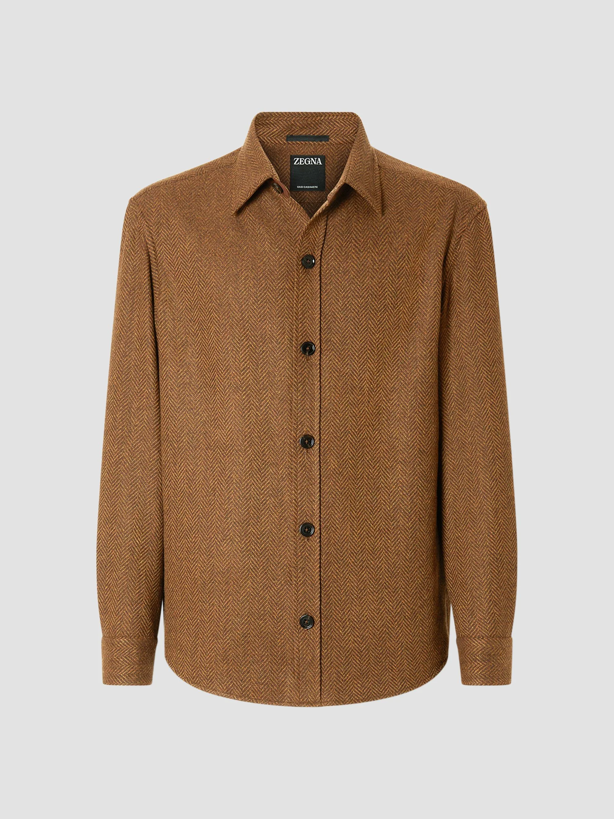 Men's Cashmere and Silk Overshirt - Dark Foliage - 1