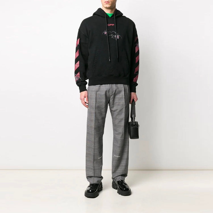 Off-White SS20 Spider Arrow Printing Hooded Fleece Men Black OMBB037S20E300011024 - 2