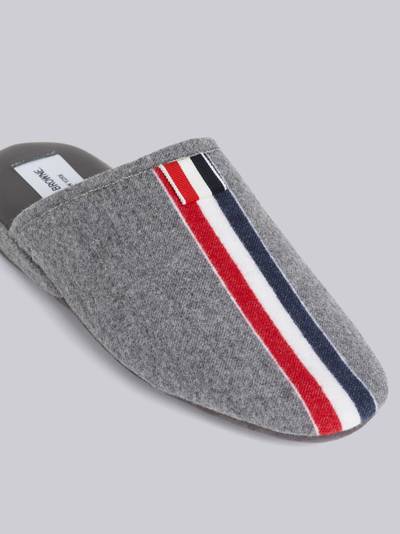 Thom Browne Medium Grey Lightweight Boiled Wool Engineered Stripe Waterproof Pu Sole Slipper outlook