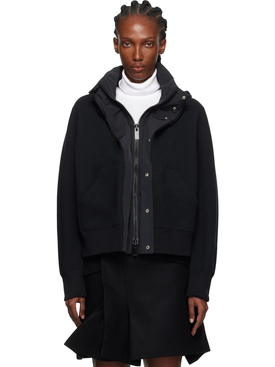 Black Sponge Sweat x Grosgrain Hoodie - 1