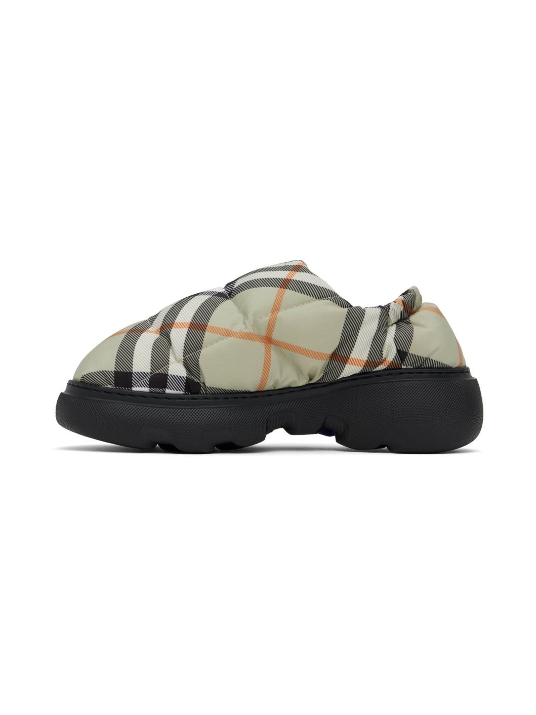 Green Check Nylon Pillow Loafers - 3