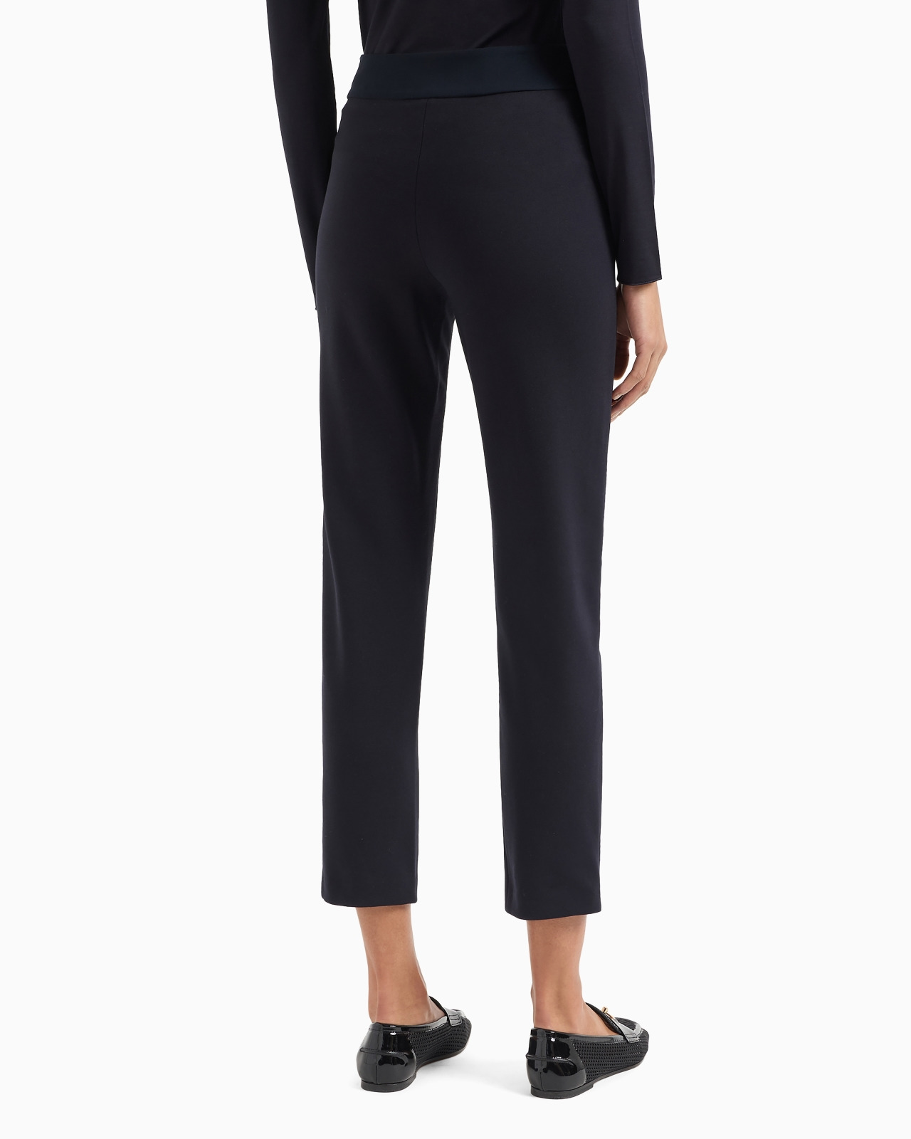 Slim-fit pants in Milano knit fabric with satin band - 3