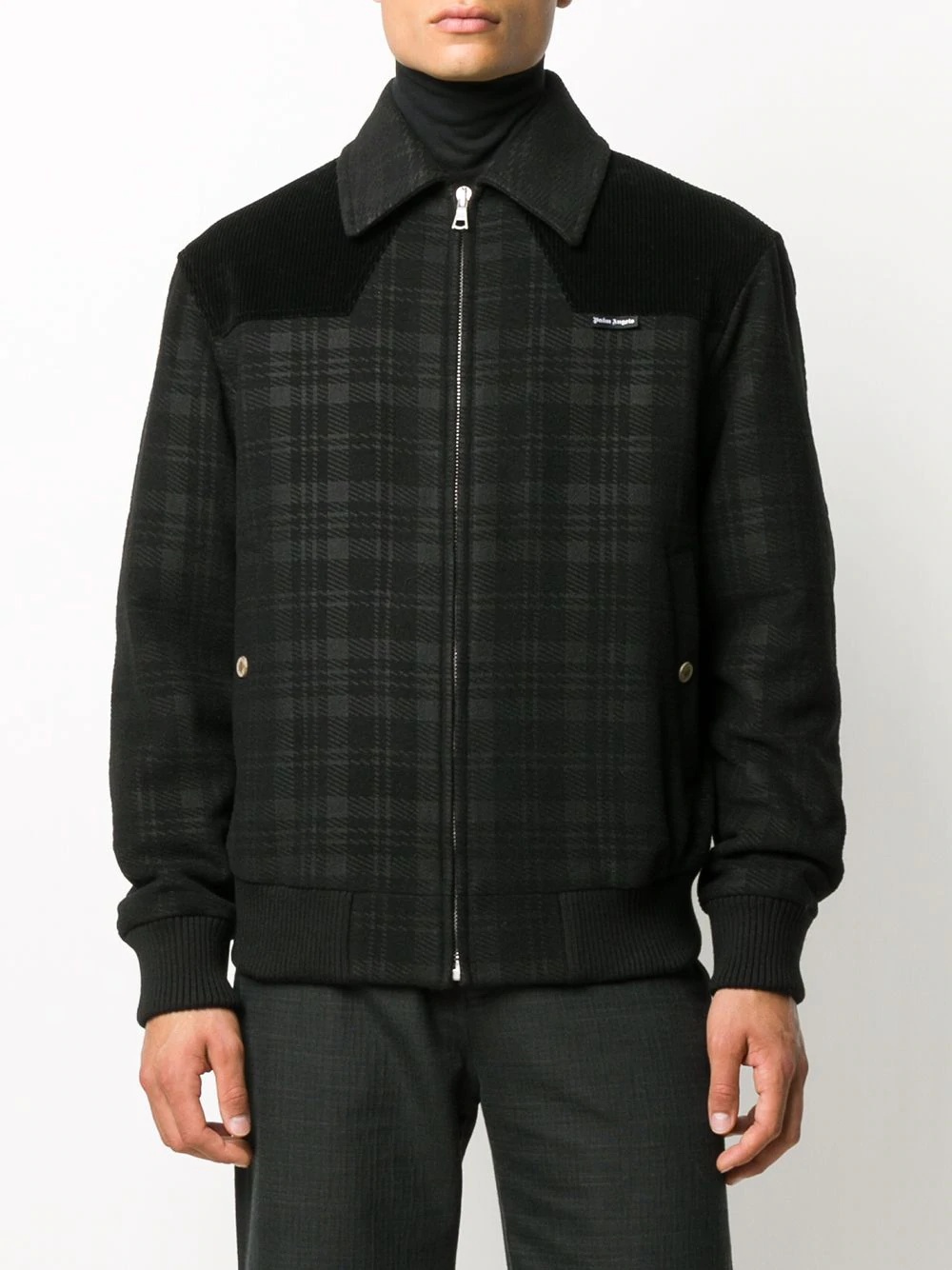 checked collared jacket - 3