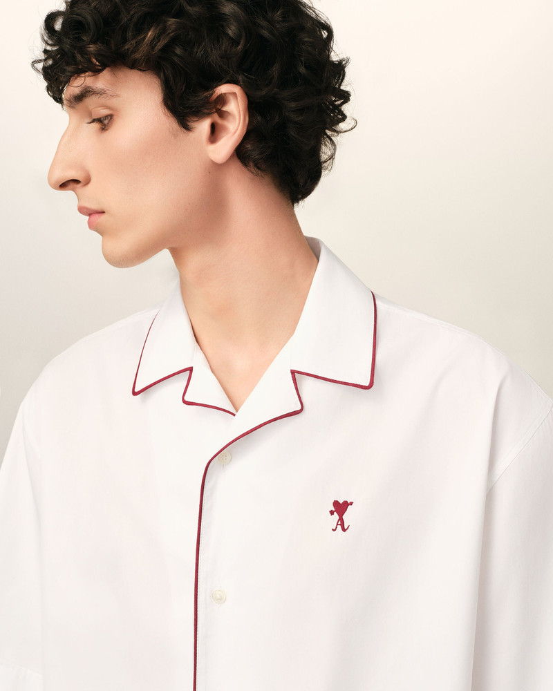 WHITE COTTON SHORT-SLEEVE SHIRT WITH AMI DE COEUR ARROW 4