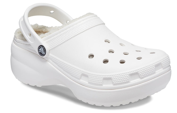 (WMNS) Crocs Classic Platform Lined Clogs 'White' 207938-100 - 3