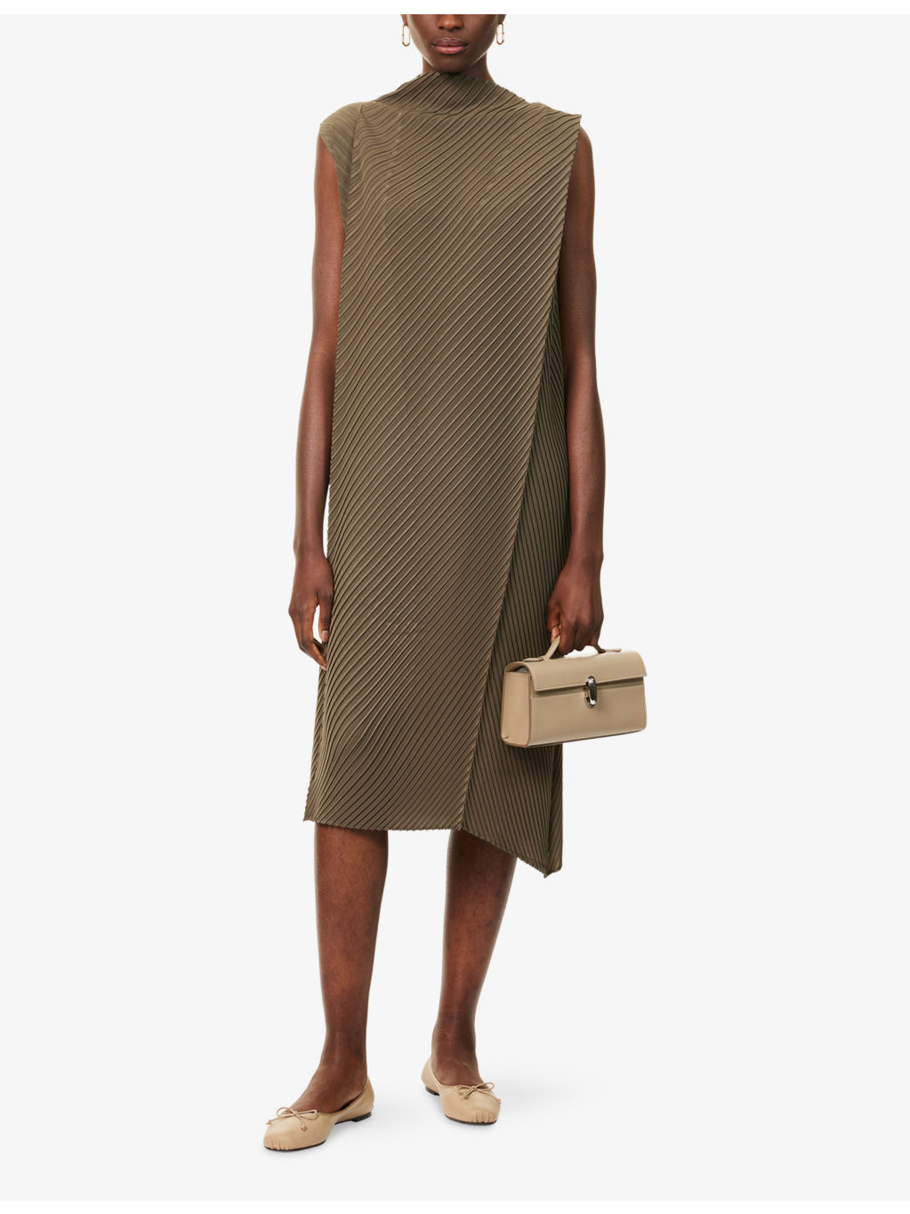 Soft Fold Pleats Knitted Knee-Length Dress - 2