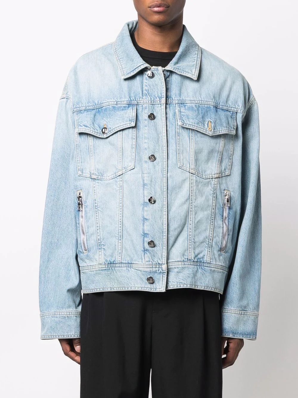 button-up denim jacket - 3