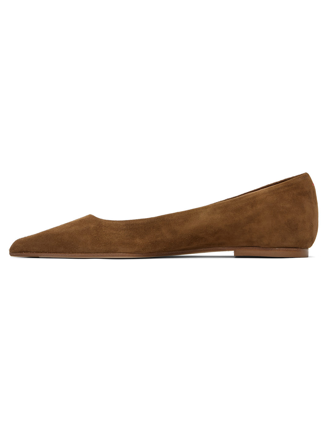 Tan Cassy Pointed-Toe Suede Ballerina Flats - 3