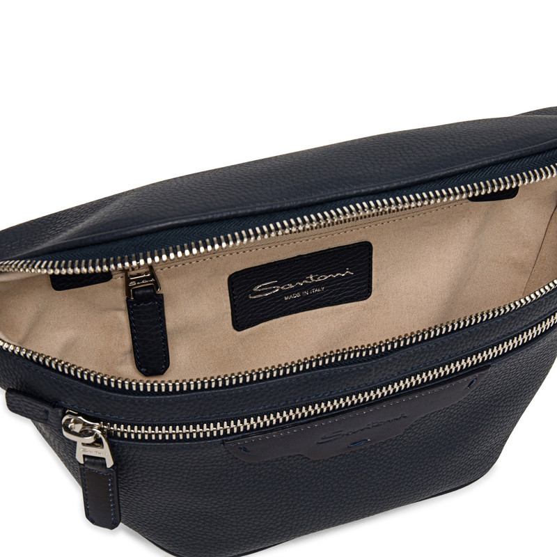 Blue tumbled leather belt bag 3