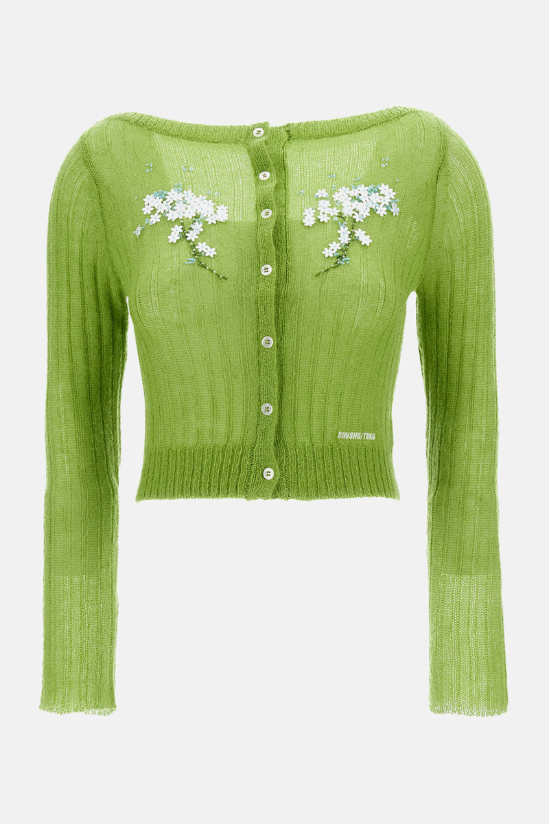 KNIT CARDIGAN WITH PEARL FLORAL EMBROIDERY 1