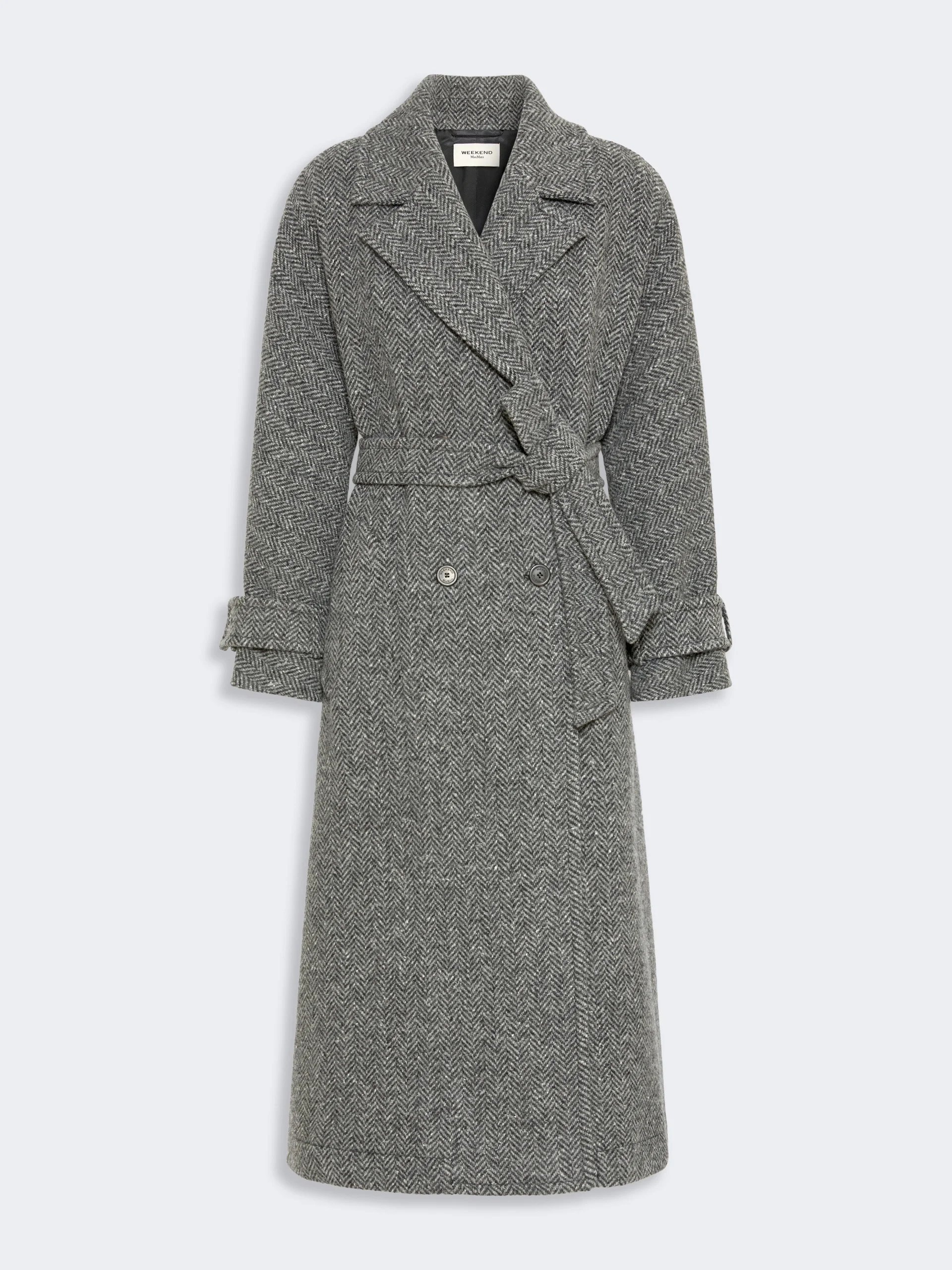 TEMA Long wool-blend tweed coat - DARK GREY - 1