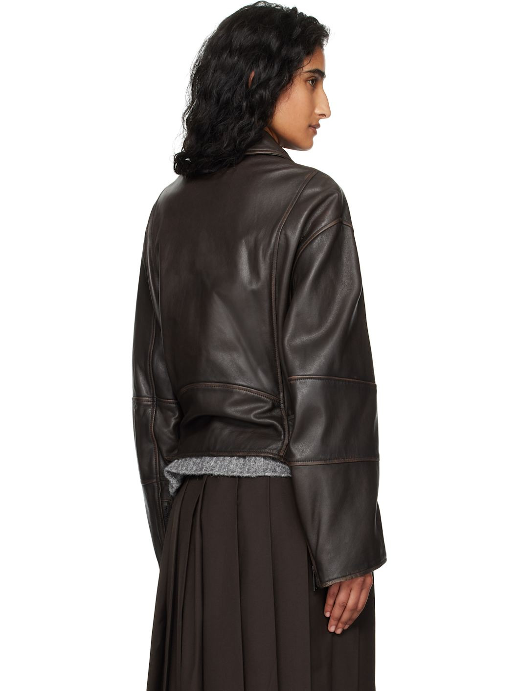 Brown Egizio Leather Jacket - 3