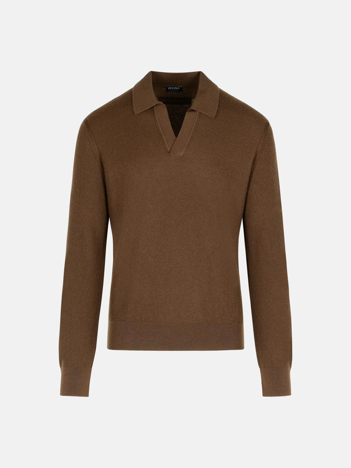 'OASI' BROWN CASHMERE SWEATER - 1