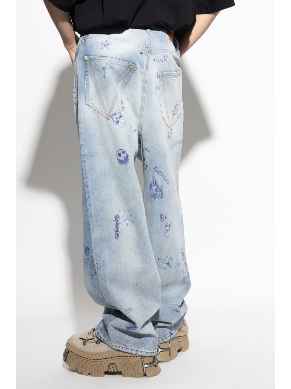 printed wide-leg jeans - 4