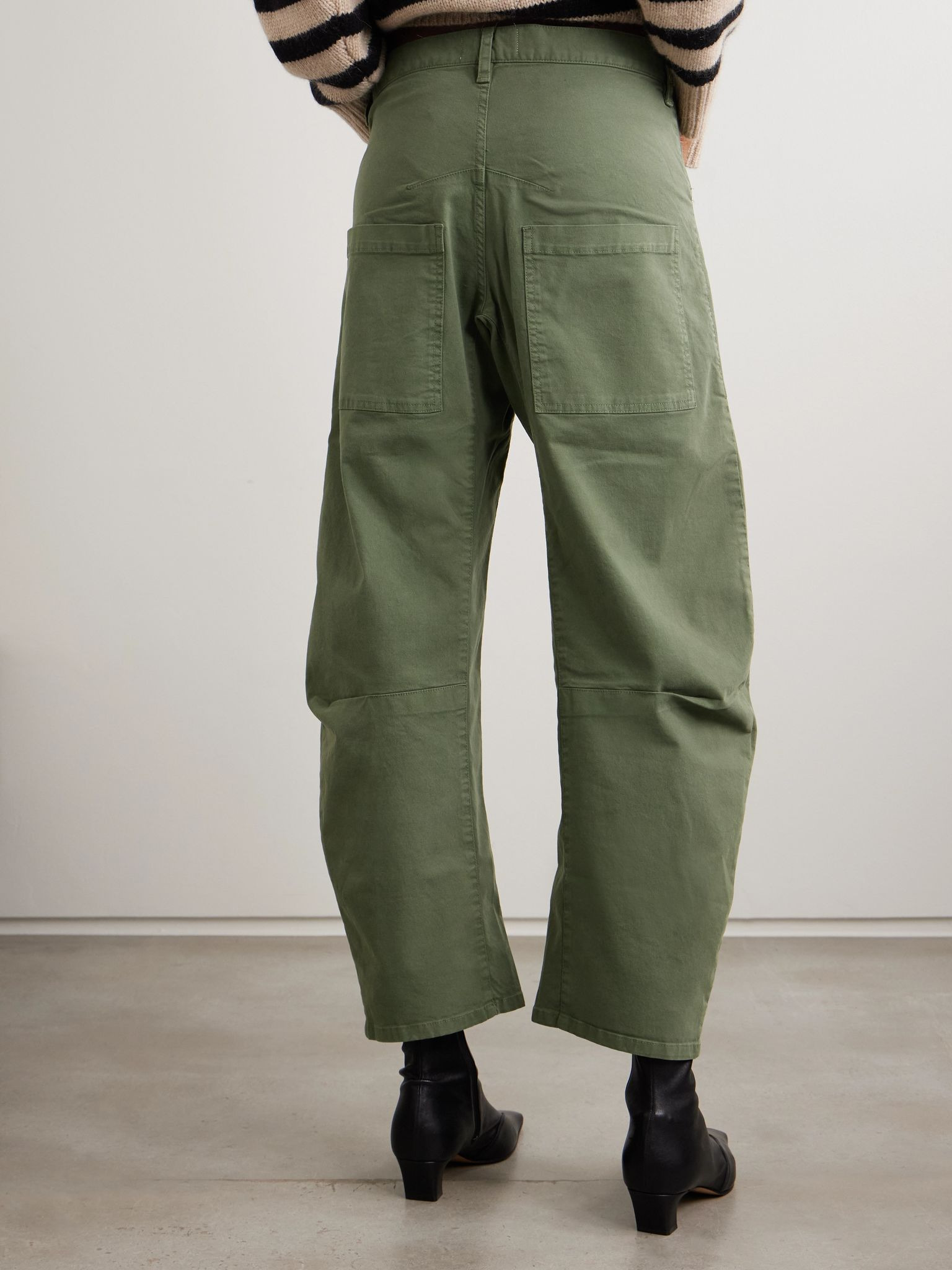Shon cotton-blend twill barrel-leg pants Green - 4