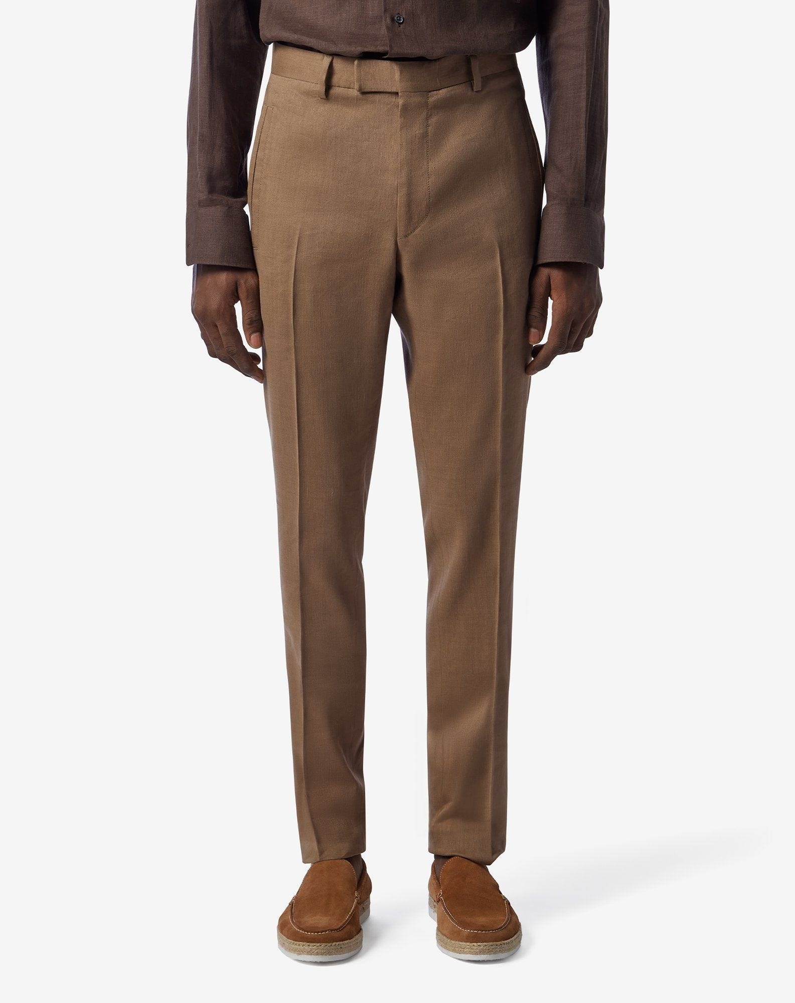Beige linen, wool and mohair chinos - 3