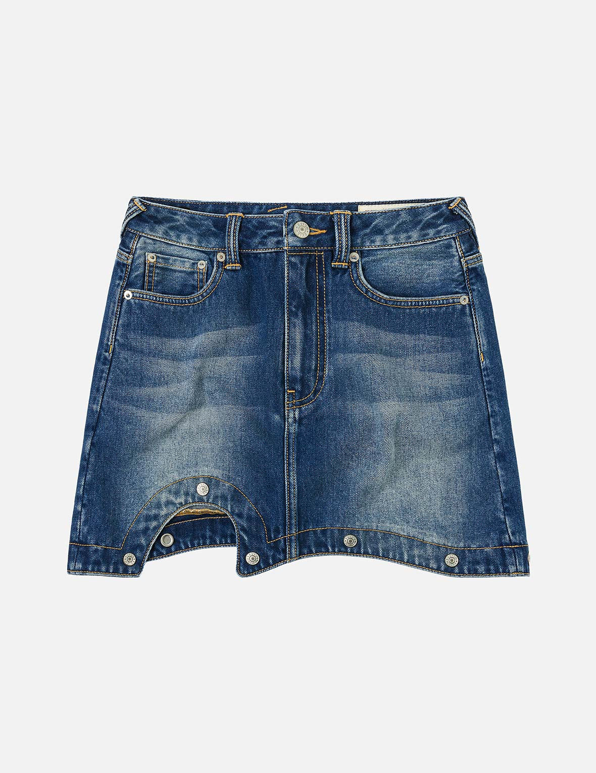 Logo Print Fashion Fit Detachable Denim Skirt - 5