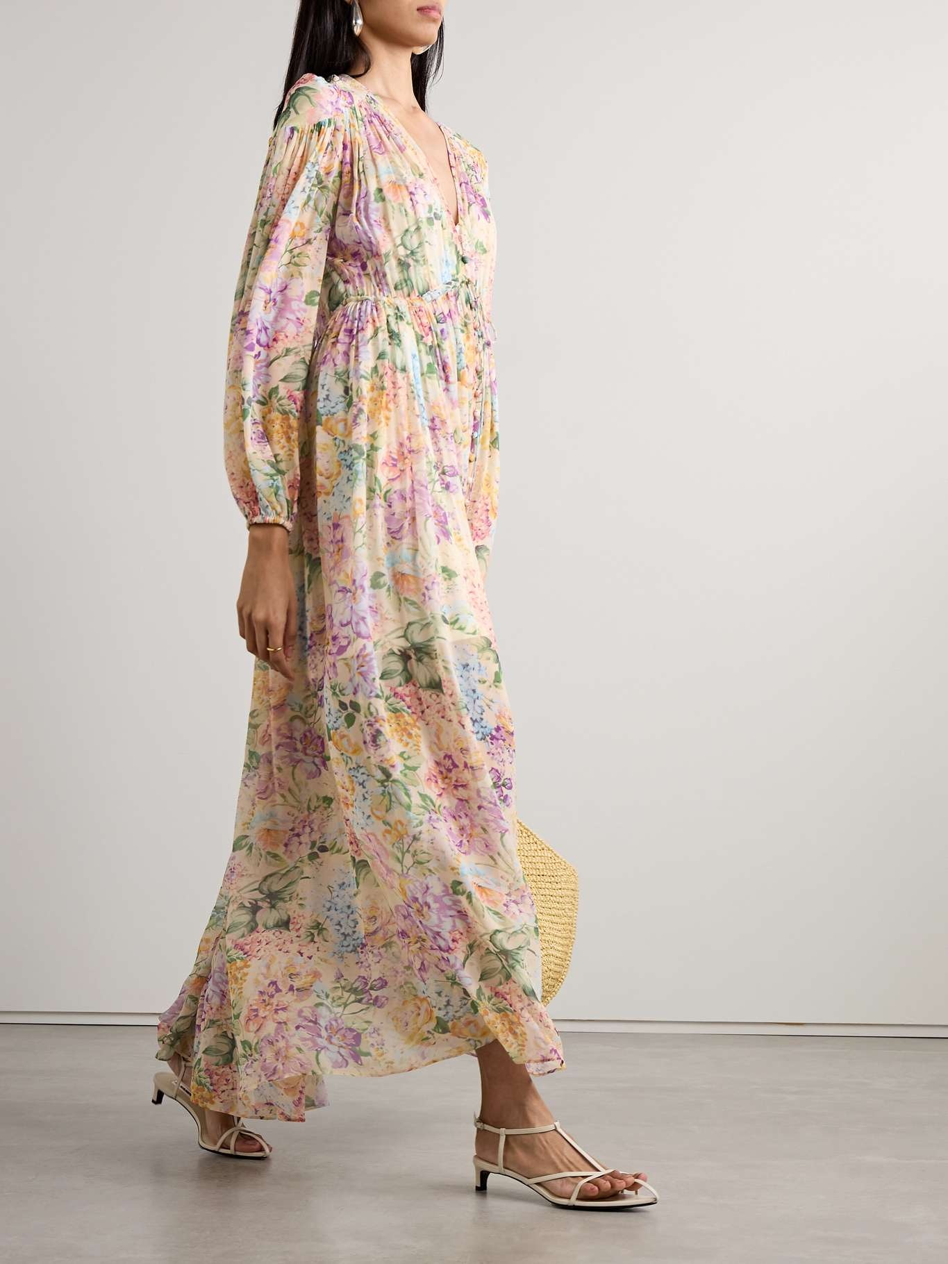 Halliday gathered floral-print silk-crepe maxi dress - 2