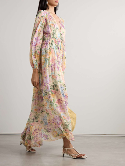 Zimmermann Halliday gathered floral-print silk-crepe maxi dress outlook