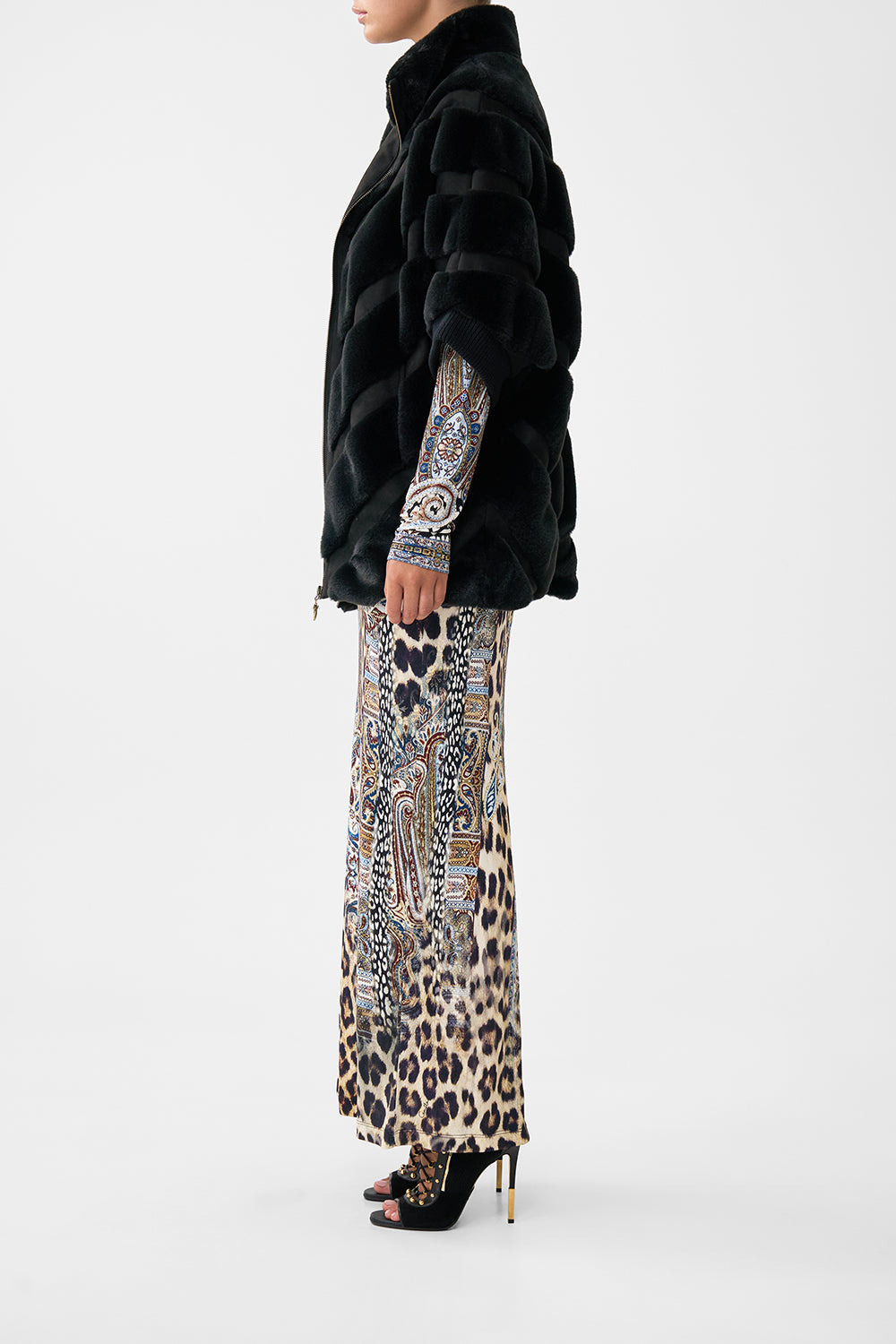 FAUX FUR SHORT SLEEVE SLOUCH JACKET - 4