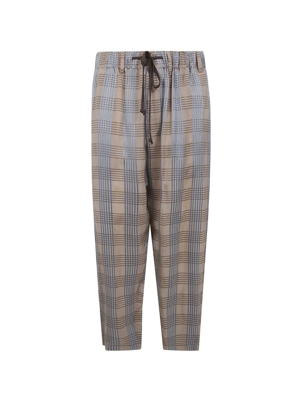 plaid drawstring trousers - 1