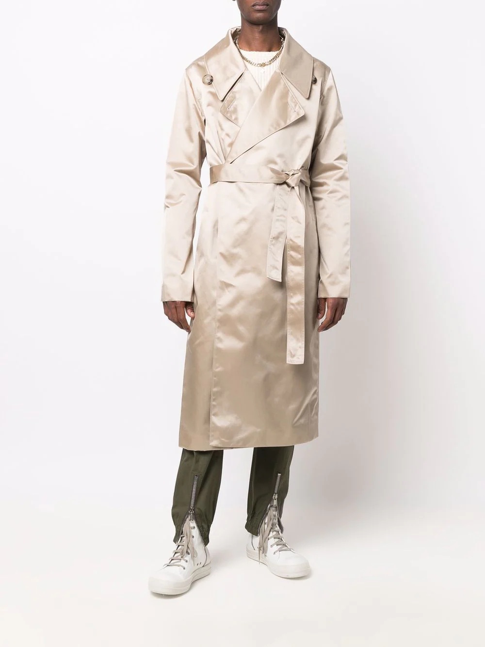 satin-finish trench coat - 2