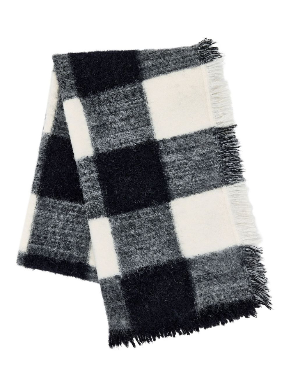 checked fringed scarf - 2