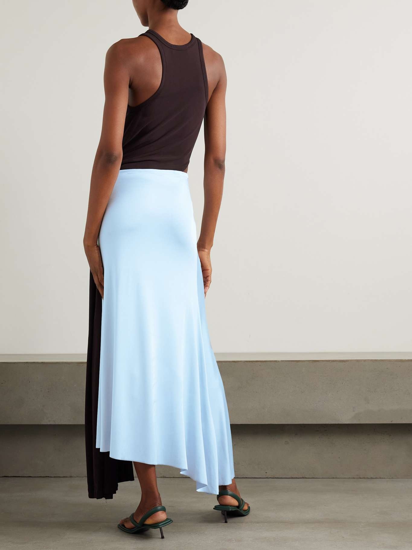 Victoria Beckham Embellished two-tone cutout jersey midi