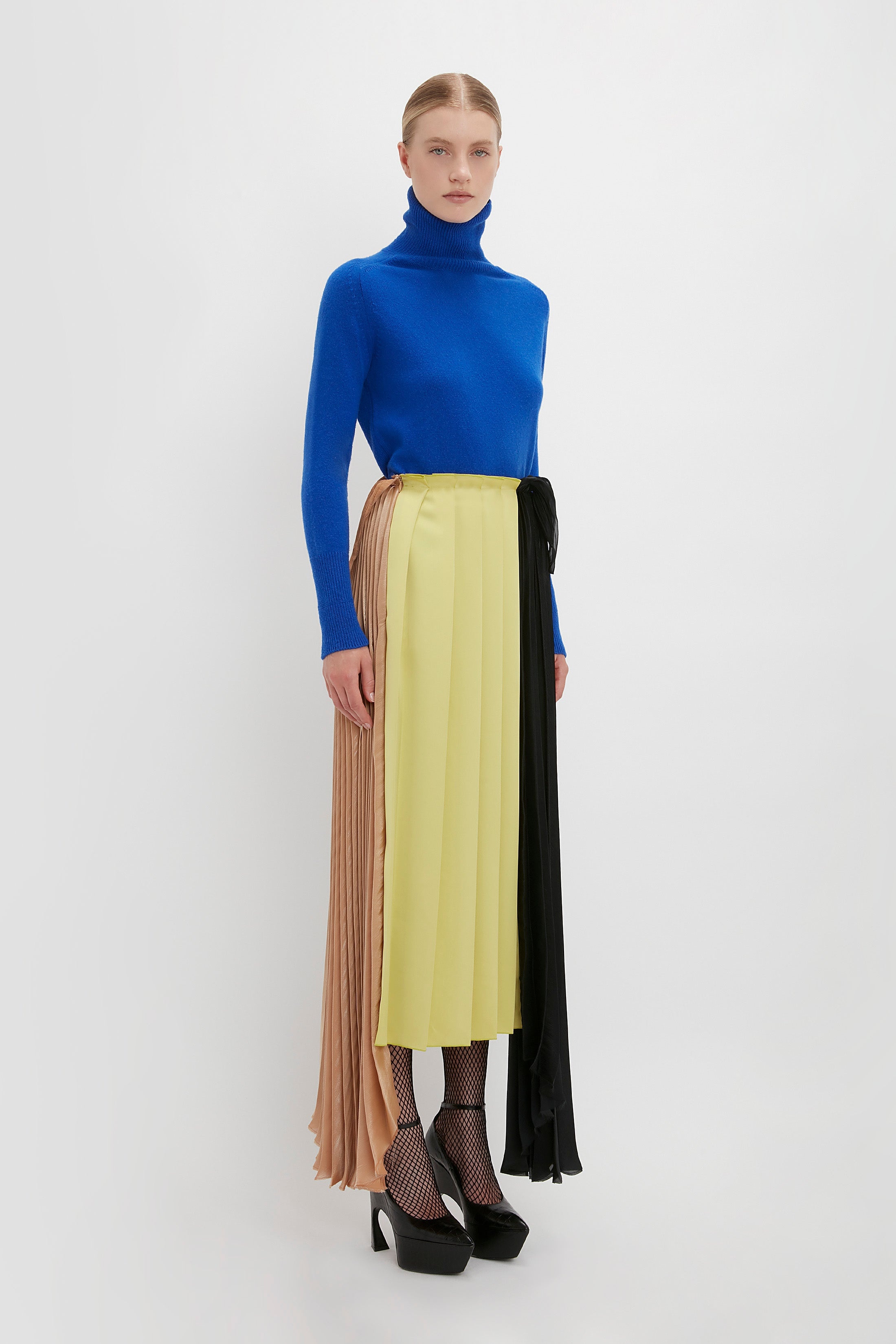 Pleated Layer Asymmetric Skirt In Multi - 3
