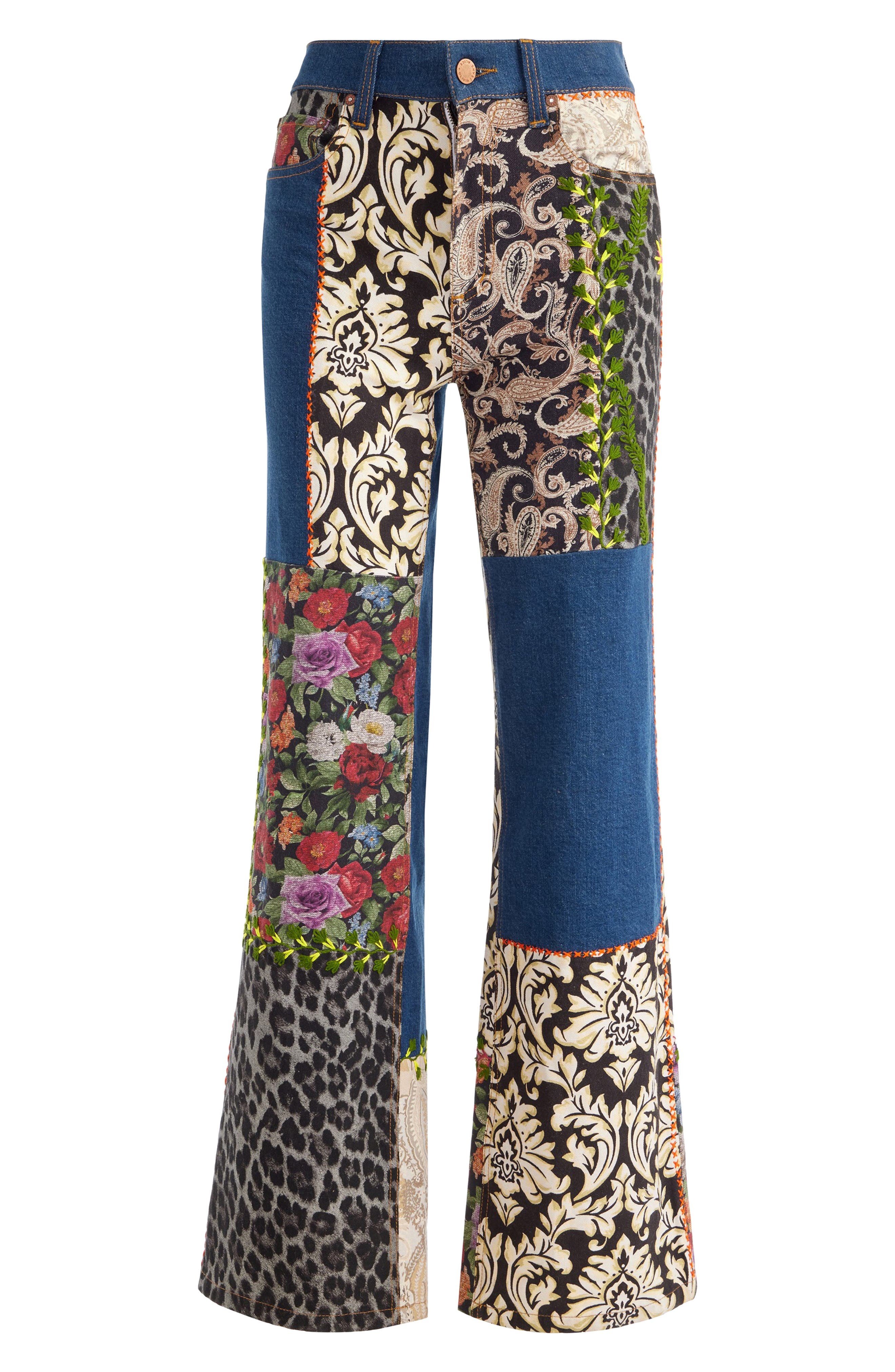 Alice + Olivia Weezy Patchwork Jeans in Lola Blue/Multi at Nordstrom - 5