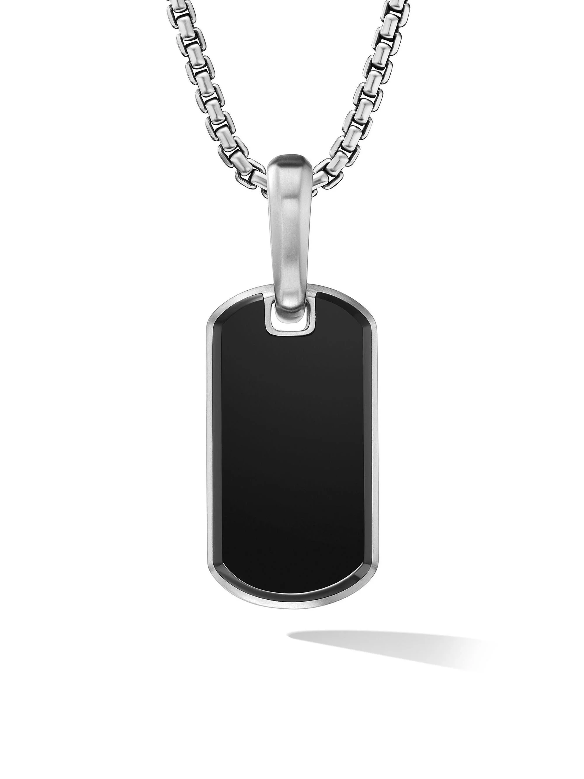 Men's Chevron Tag in Sterling Silver - Black Onyx - 1