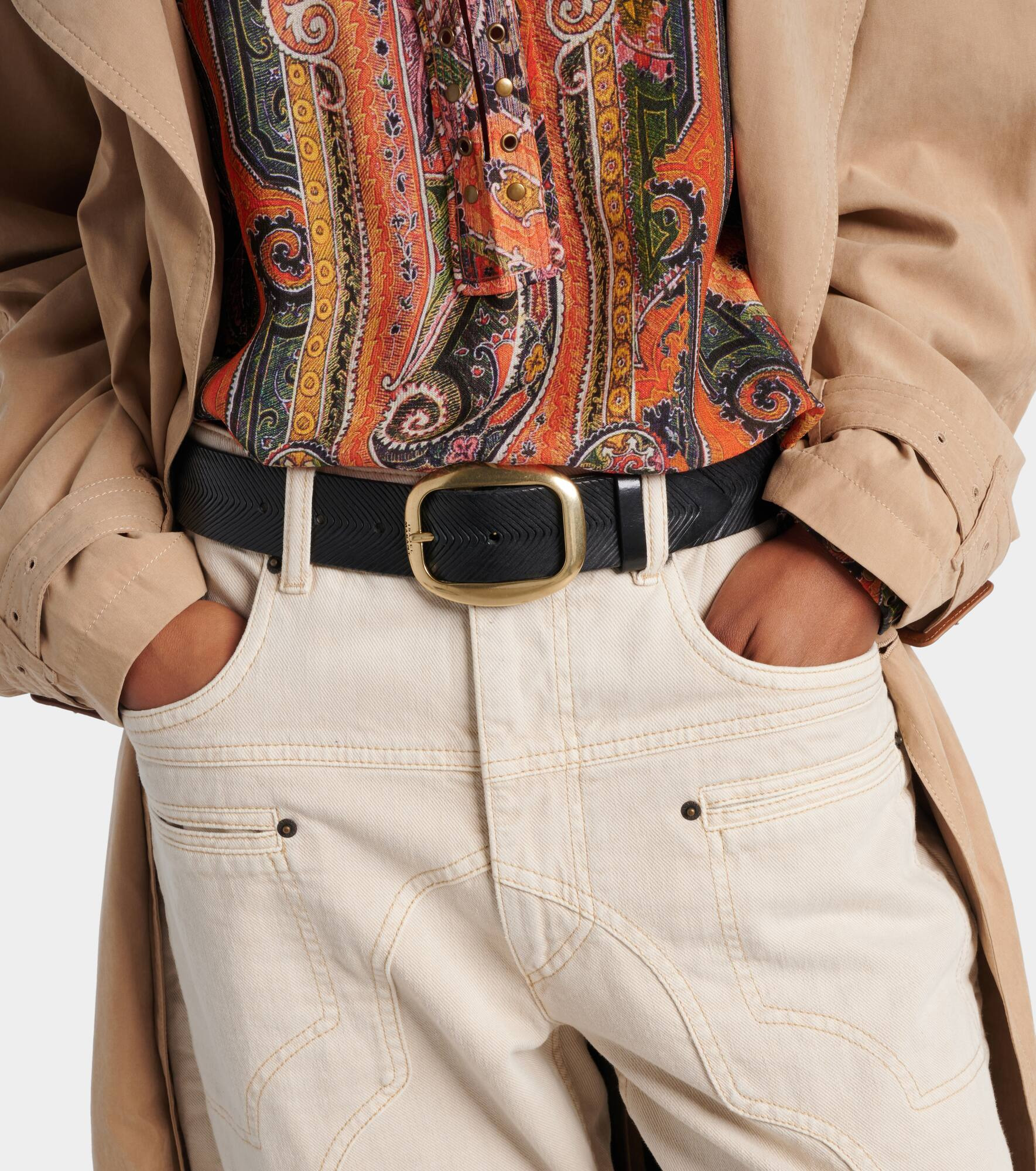 Embossed leather belt - 2