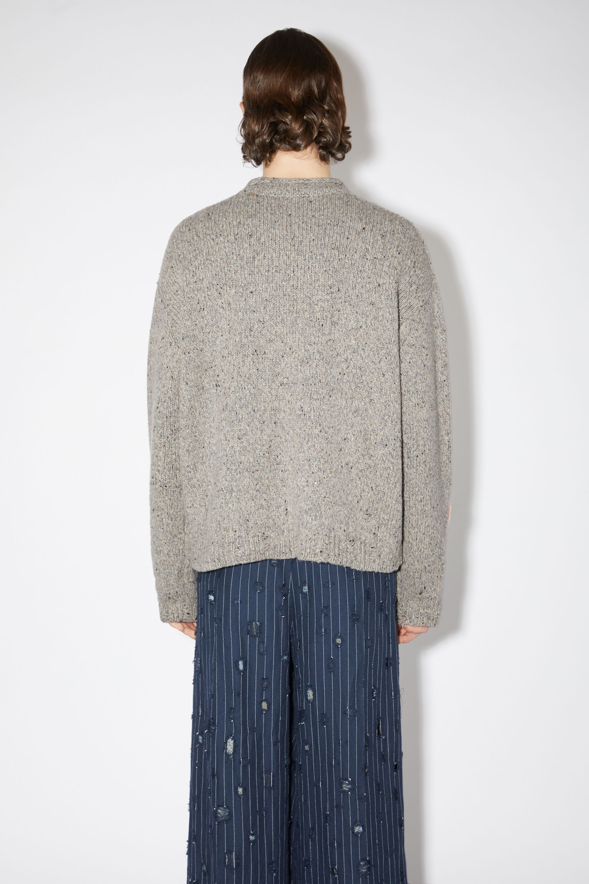 Jacquard wool blend jumper - Grey Melange - 3