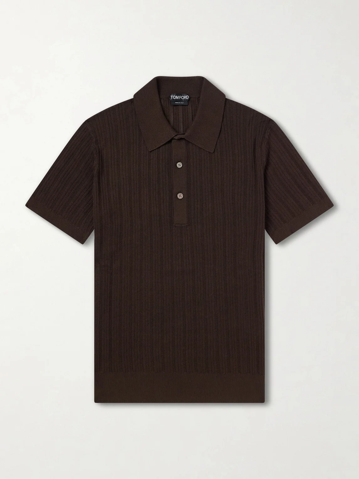 Ribbed Cotton and Silk-Blend Polo Shirt - 1