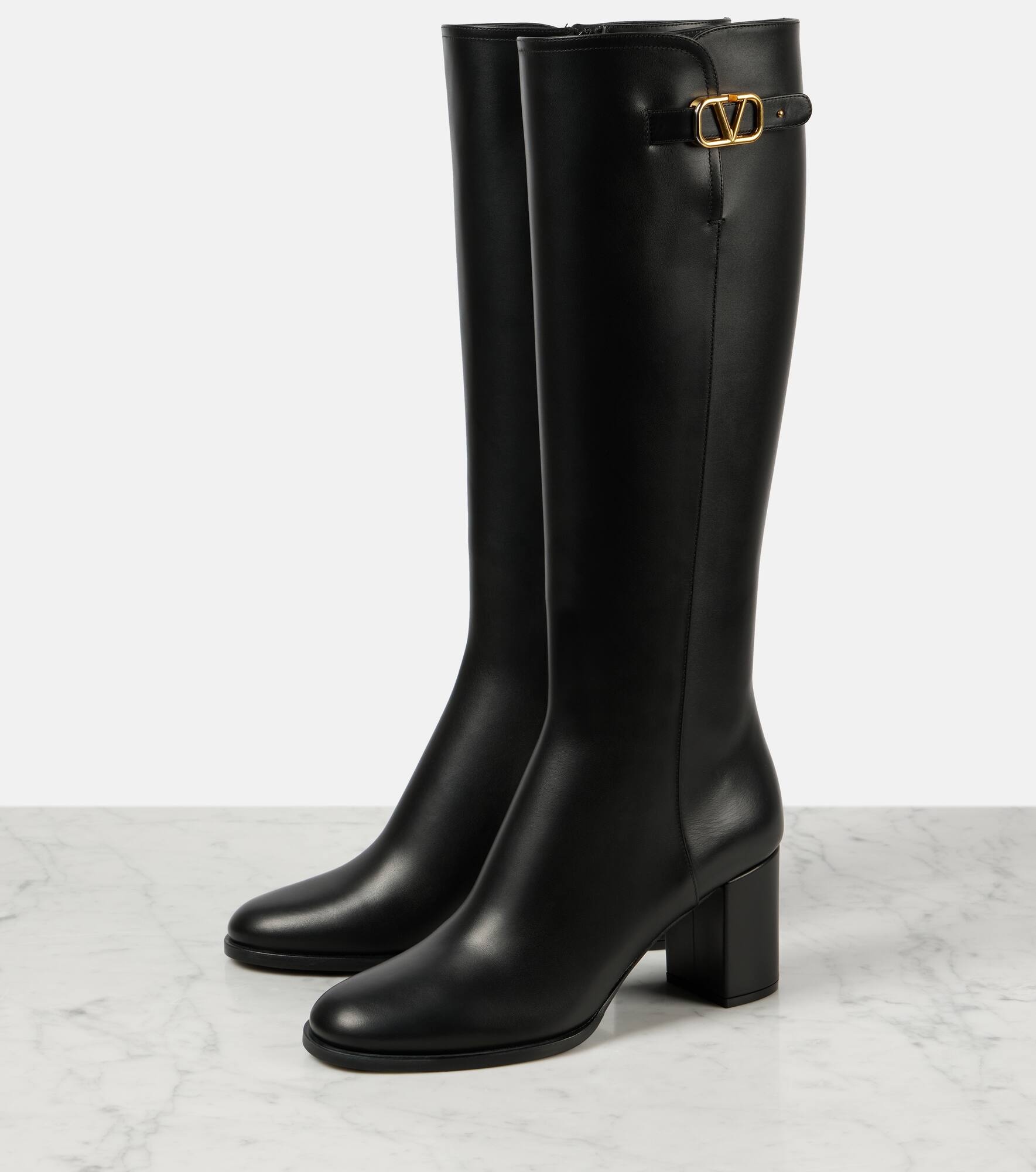 VLogo Signature leather knee-high boots - 4